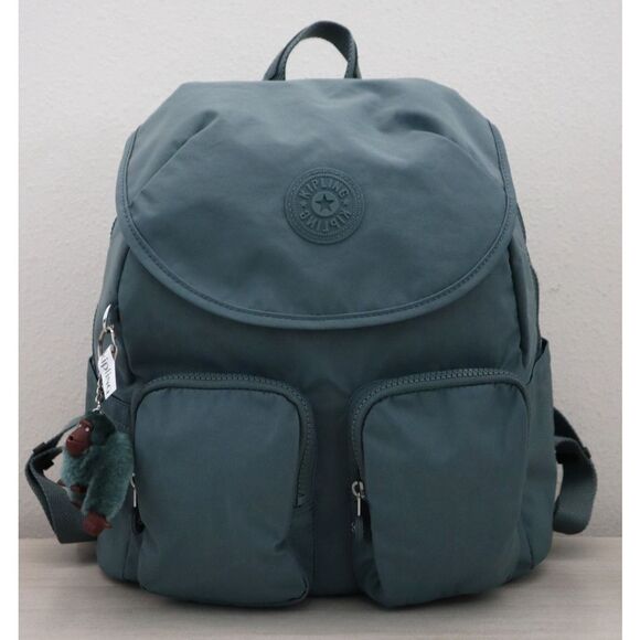 Kipling KI0365-0FE Size Medium Light Aloe Tonal Green Fiona Nylon Backpack - Picture 1 of 14